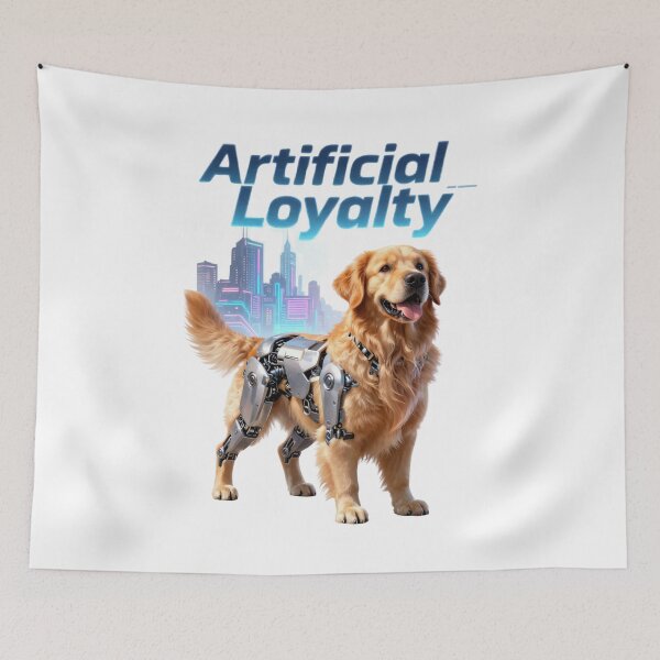 Item preview, Artificial Loyalty Cyberpunk Dog Graphic Tee designed and sold by GoldenPaw Society.