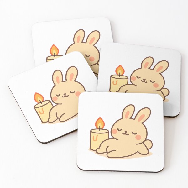 Item preview, Cozy Candle Bunny - Relaxing Kawaii Sticker designed and sold by foryouandyours.