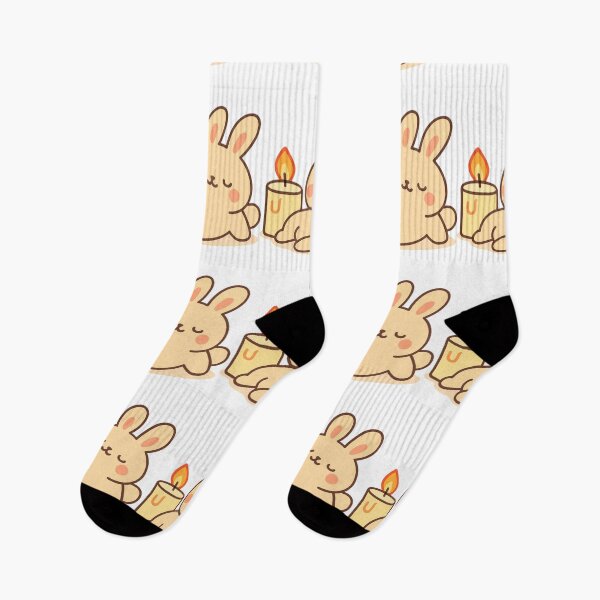 Item preview, Cozy Candle Bunny - Relaxing Kawaii Sticker designed and sold by foryouandyours.