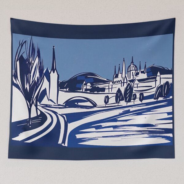 Item preview, Budapest, Hungary - Blue Abstract Art designed and sold by shadow-bloom.