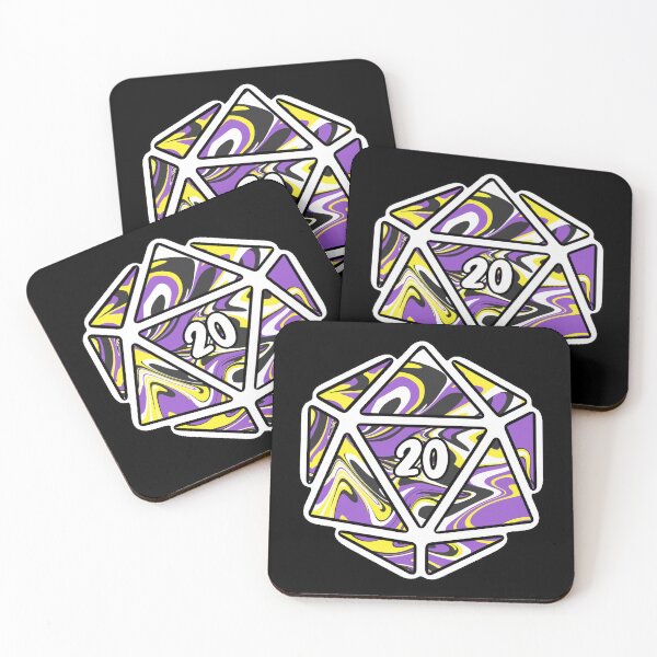 Item preview, nonbinary flag d20 designed and sold by lilypadblue.