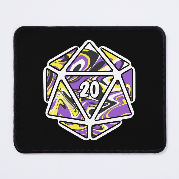 Item preview, nonbinary flag d20 designed and sold by lilypadblue.