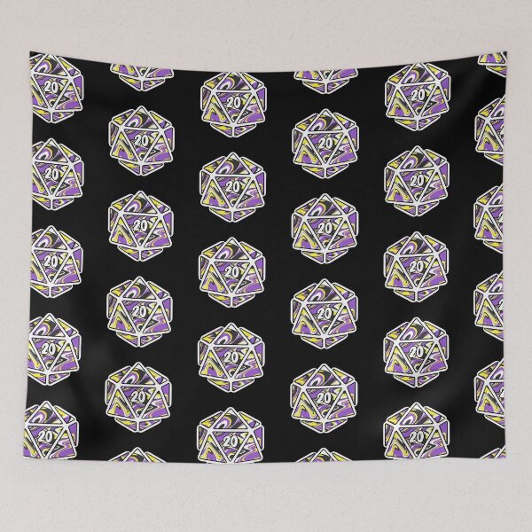 Item preview, nonbinary flag d20 designed and sold by lilypadblue.