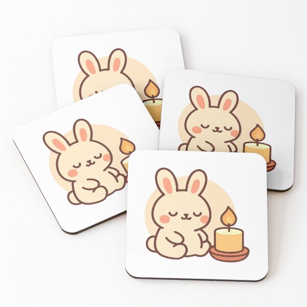 Item preview, Cozy Candle Bunny - Relaxing Kawaii Sticker designed and sold by foryouandyours.