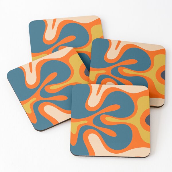 Item preview, Retro Modern Abstract Smooth Contours Pattern Orange Blue Mustard designed and sold by kierkegaard.