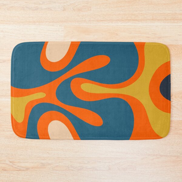 Item preview, Retro Modern Abstract Smooth Contours Pattern Orange Blue Mustard designed and sold by kierkegaard.