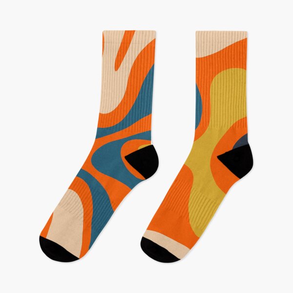 Item preview, Retro Modern Abstract Smooth Contours Pattern Orange Blue Mustard designed and sold by kierkegaard.