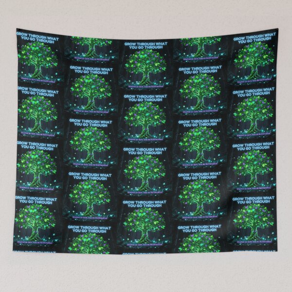 Item preview, Grow Through What You Go Through – Neon Glowing Tree Motivational Nature Design designed and sold by DervoTeck2767.