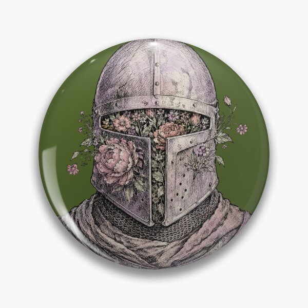 Item preview, Knight Helmet with Blooming Flowers Medieval Floral Knight Art designed and sold by bosamji.