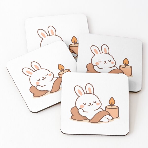 Item preview, Cozy Candle Bunny - Relaxing Kawaii Sticker designed and sold by foryouandyours.