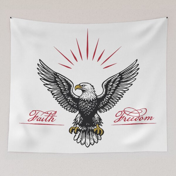 Item preview, Faith and Freedom Patriotic Bald Eagle Shirt - Christian American Flag Design designed and sold by G - supply.