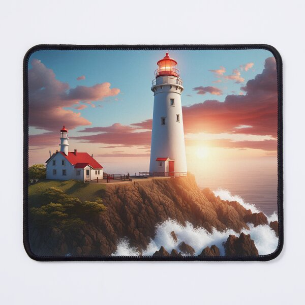 Item preview, Guardian of the Coast – Majestic Lighthouse Sunset designed and sold by UmSkelig834.