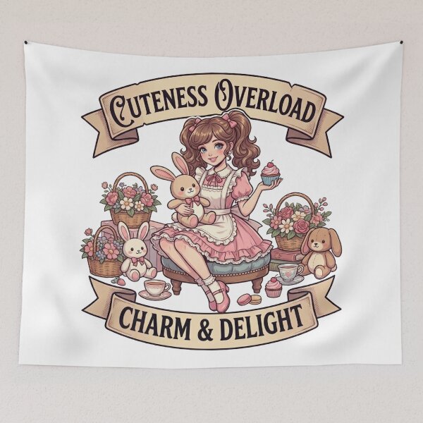 Item preview, Kawaii Girl with Retro Plush Bunnies designed and sold by JonelleTshirts.