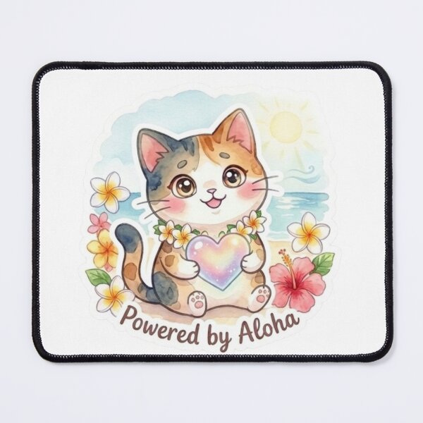 Item preview, Powered by Aloha | Cute Hawaiian Cat Lani Tropical Sticker designed and sold by LaniDigitalNook.