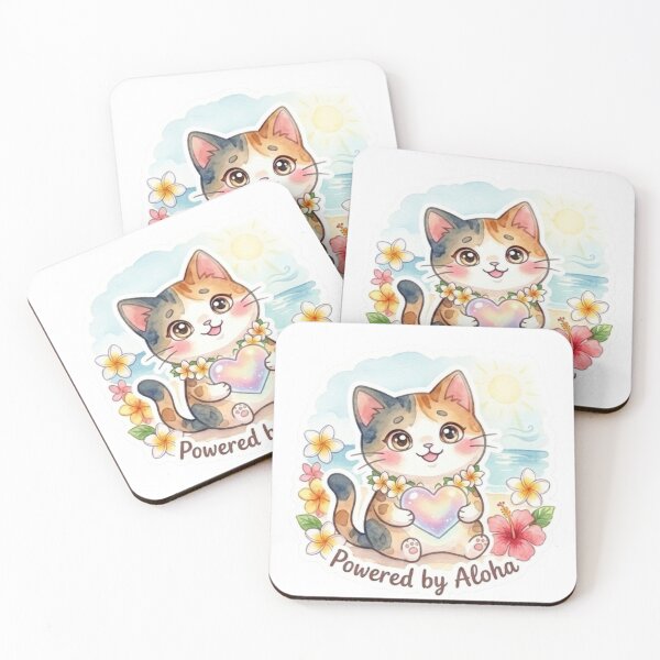 Item preview, Powered by Aloha | Cute Hawaiian Cat Lani Tropical Sticker designed and sold by LaniDigitalNook.