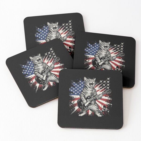 Item preview, American Flag Rock Guitar Cat Musician designed and sold by SofenArt.
