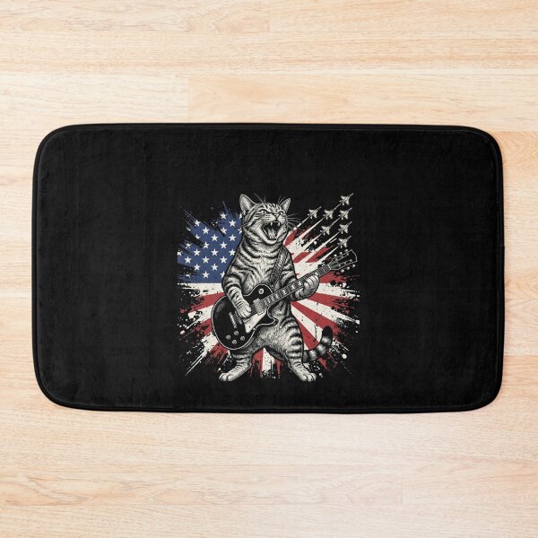 Item preview, American Flag Rock Guitar Cat Musician designed and sold by SofenArt.