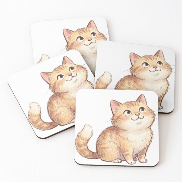 Item preview, Fluffy Orange Tabby Cat Looking Up Cute Hand-Drawn Illustration designed and sold by TaiwanMemory.