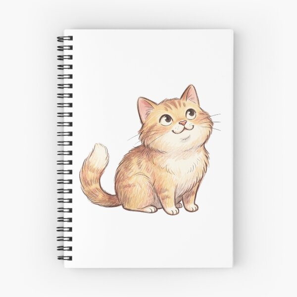 Item preview, Fluffy Orange Tabby Cat Looking Up Cute Hand-Drawn Illustration designed and sold by TaiwanMemory.