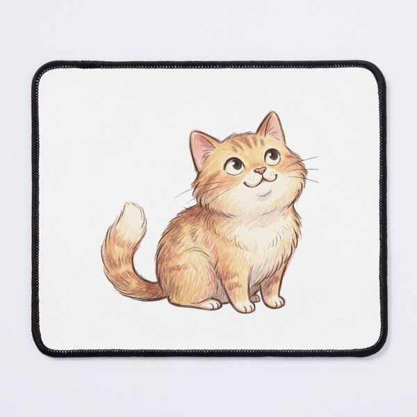 Item preview, Fluffy Orange Tabby Cat Looking Up Cute Hand-Drawn Illustration designed and sold by TaiwanMemory.