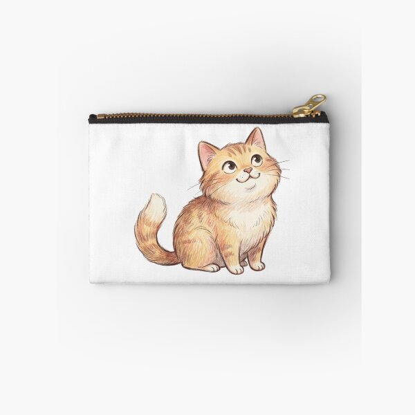 Item preview, Fluffy Orange Tabby Cat Looking Up Cute Hand-Drawn Illustration designed and sold by TaiwanMemory.
