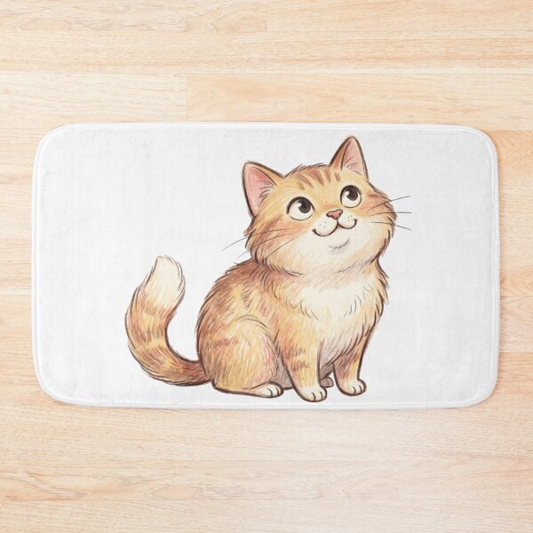 Item preview, Fluffy Orange Tabby Cat Looking Up Cute Hand-Drawn Illustration designed and sold by TaiwanMemory.
