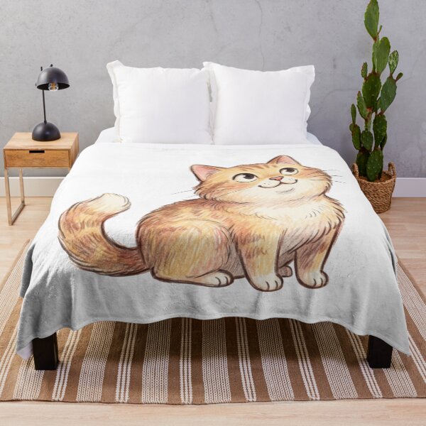 Item preview, Fluffy Orange Tabby Cat Looking Up Cute Hand-Drawn Illustration designed and sold by TaiwanMemory.