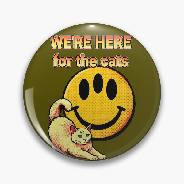 Item preview, We’re Here For The Cats – Retro Alien Smiley Face & Cute Cat designed and sold by pulse_retail.