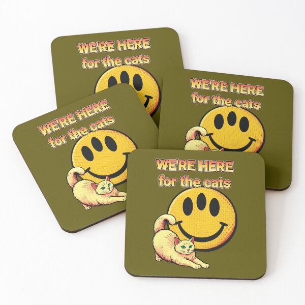 Item preview, We’re Here For The Cats – Retro Alien Smiley Face & Cute Cat designed and sold by pulse_retail.