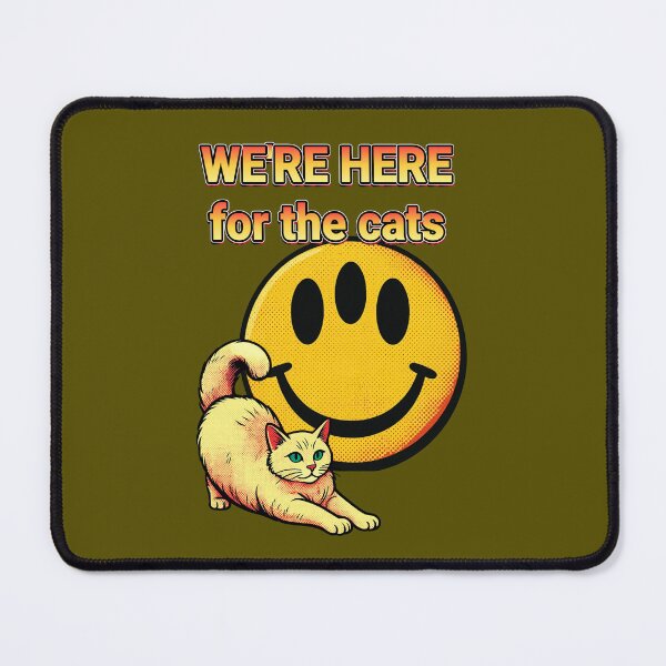 Item preview, We’re Here For The Cats – Retro Alien Smiley Face & Cute Cat designed and sold by pulse_retail.