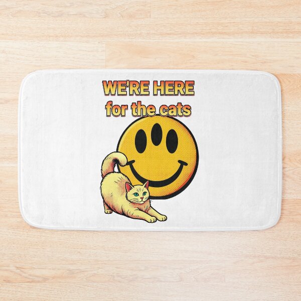 Item preview, We’re Here For The Cats – Retro Alien Smiley Face & Cute Cat designed and sold by pulse_retail.