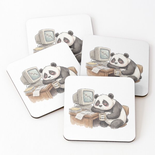 Item preview, Tired Office Panda Crashing Stock Market Art designed and sold by LazyBearStudio..