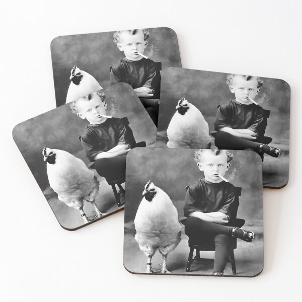 Item preview, Chicken And Boy, Funny Vintage Black and White Old Photo designed and sold by modernretro.