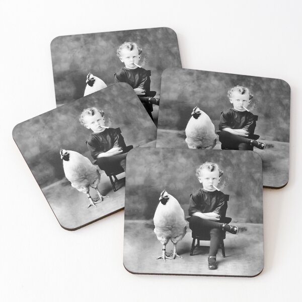 Item preview, Chicken And Boy, Funny Vintage Black and White Old Photo designed and sold by modernretro.