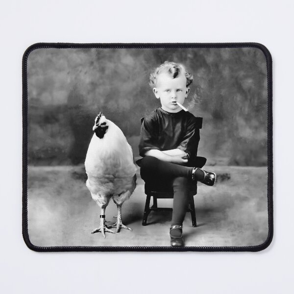 Item preview, Chicken And Boy, Funny Vintage Black and White Old Photo designed and sold by modernretro.