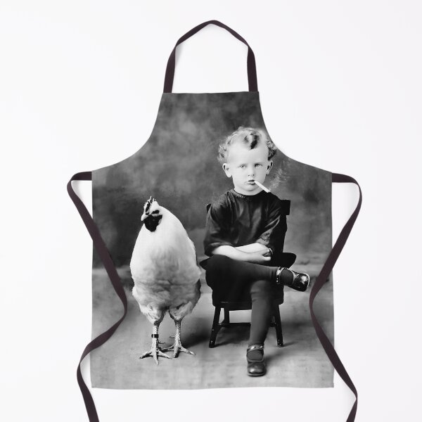Item preview, Chicken And Boy, Funny Vintage Black and White Old Photo designed and sold by modernretro.