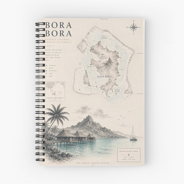 Item preview, Bora Bora Cartography Poster – Minimalist Tropical Island Map Art, Vintage French Polynesia Travel Print designed and sold by Extravanganzza.