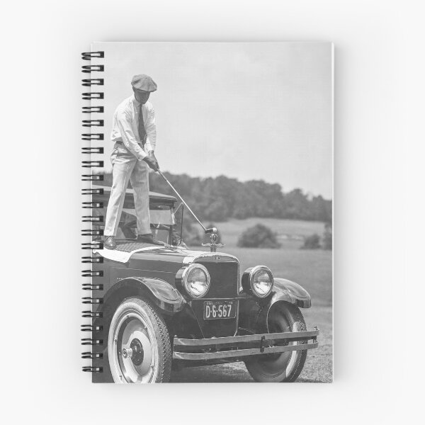 Item preview, Man Golfing On Top Of Car Vintage Black and White Old Photo designed and sold by modernretro.