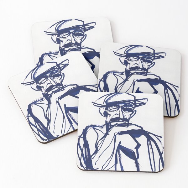 Item preview, Bulgarian man, portrait - Blue Abstract Art designed and sold by shadow-bloom.