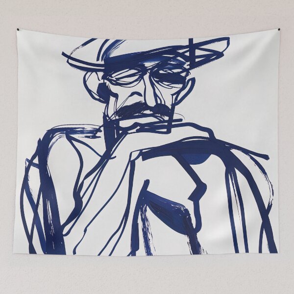 Item preview, Bulgarian man, portrait - Blue Abstract Art designed and sold by shadow-bloom.