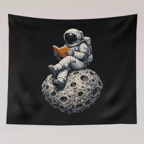 Item preview, Astronaut Reading a Book on a Meteor Premium Space Illustration designed and sold by builtforyou.