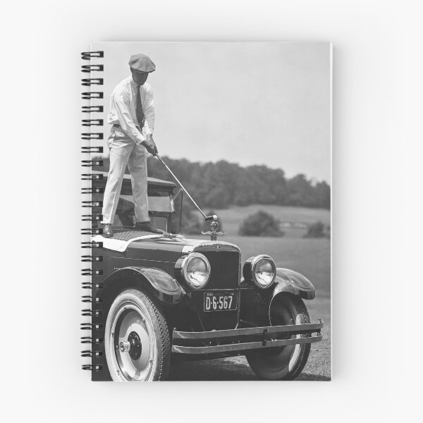 Item preview, Man Golfing On Top Of Car Vintage Black and White Old Photo designed and sold by modernretro.