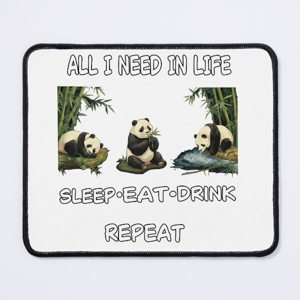 Item preview, Eat Sleep Drink Repeat Cute Giant Pandas Bamboo Art designed and sold by LazyBearStudio..