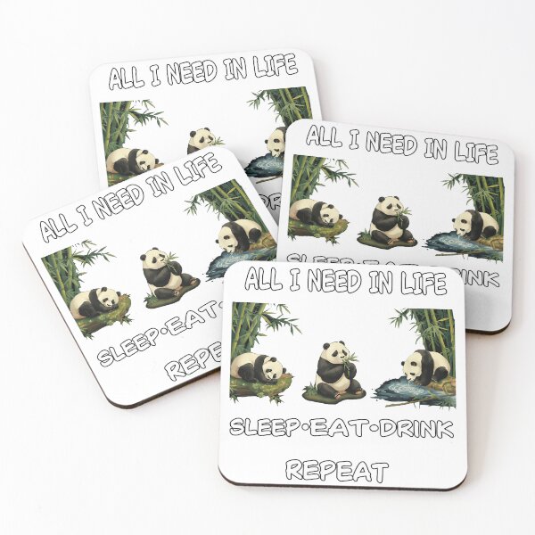 Item preview, Eat Sleep Drink Repeat Cute Giant Pandas Bamboo Art designed and sold by LazyBearStudio..
