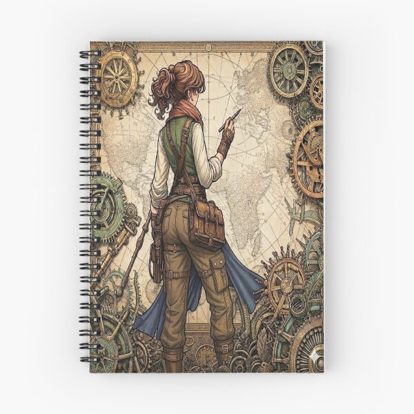 Item preview, Steampunk Explorer Anime Girl World Map designed and sold by CozyHavenStudio.