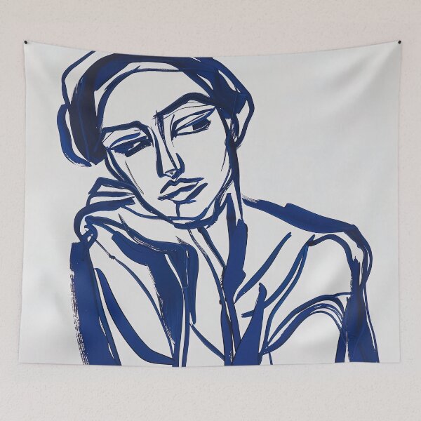 Item preview, Bulgarian woman - Blue Abstract Art designed and sold by shadow-bloom.