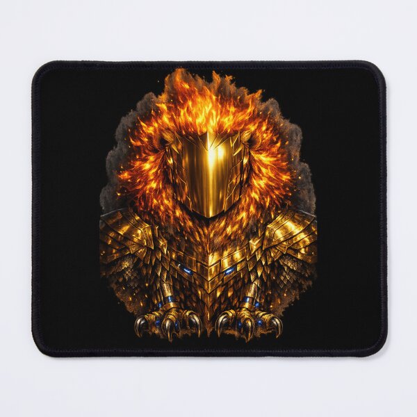Item preview, Armored Fire Lion — Gold Helmet Warrior Beast Dark Fantasy Art designed and sold by ArtoryWorks.