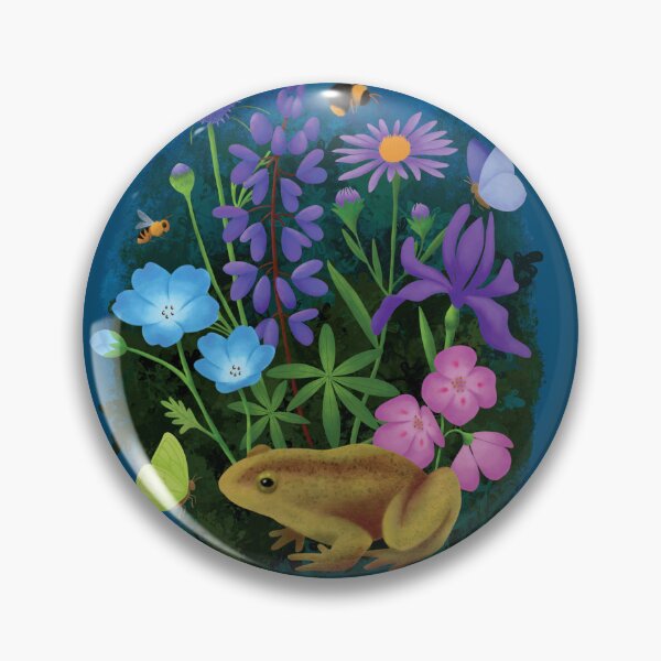 Item preview, Wildflowers, Purple, Blue and Pink with Frog and Butterflies designed and sold by K. Reinholds Design.