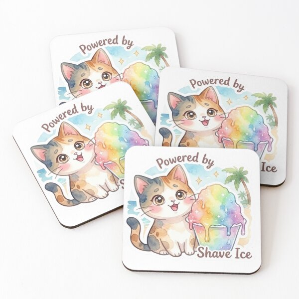 Item preview, Powered by Shave Ice | Cute Hawaiian Dessert Cat Lani Sticker designed and sold by LaniDigitalNook.