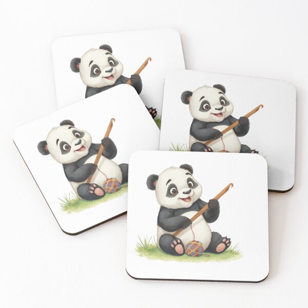 Item preview, Cute Giant Panda Cub Crocheting Yarn Illustration designed and sold by LazyBearStudio..